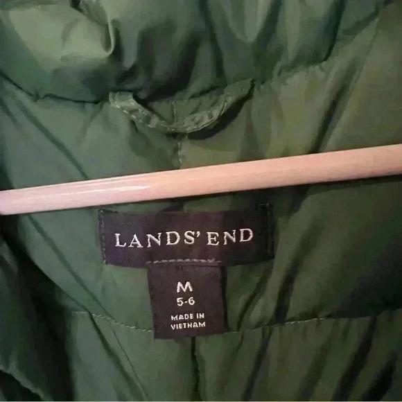 Lands End Boys Green Goose Down Snap Puffer Vest Size Medium 5-6 - Picture 4 of 5